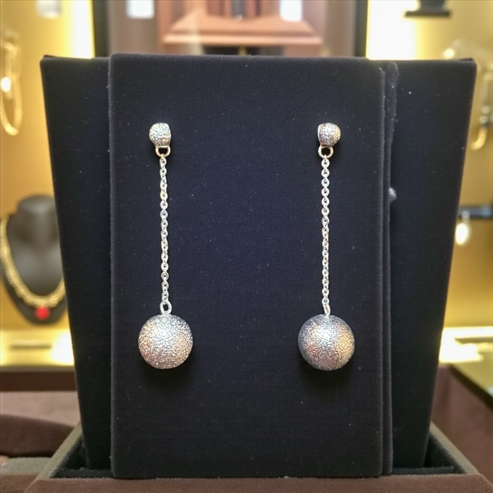 Elegant Silver Disco Dangle Earrings